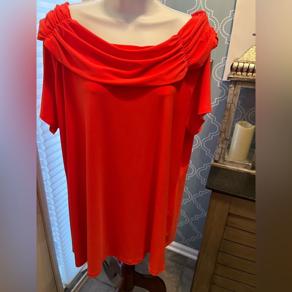 Cato Top Chic Burnt Orangey Off-Shoulder/Short Sleeve Top Size:18W/20W Woman NWT